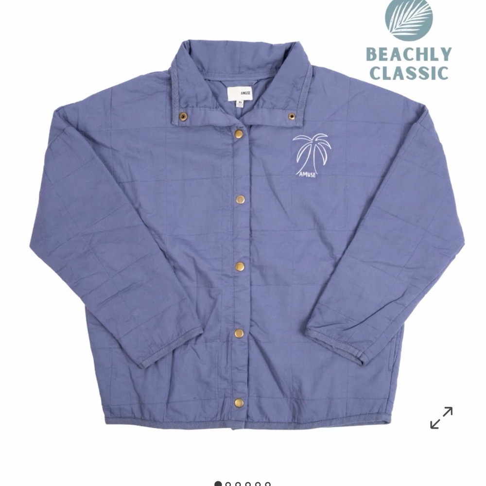 NWT Amuse Society The Sea Breeze Quilted Jacket w/ Palm Tree embroidery  Sz M/L